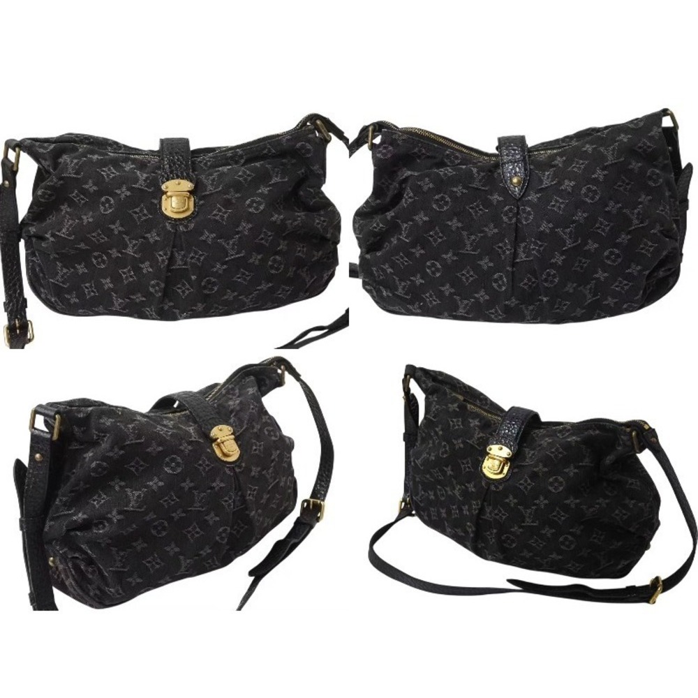Louis Vuitton Bag Shoulder Black Slightly Denim Monogram